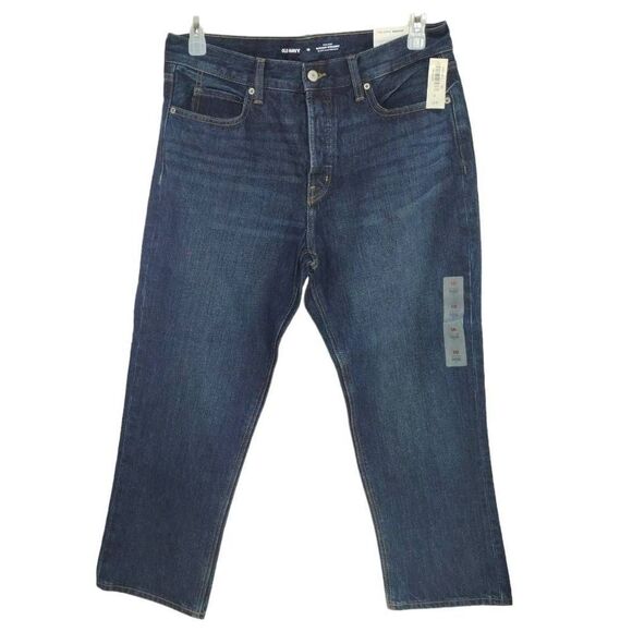 Old Navy Denim - NWT Old Navy High Rise Slouchy Straight Crop Jeans Secret Slim Sz 10 Button Fly